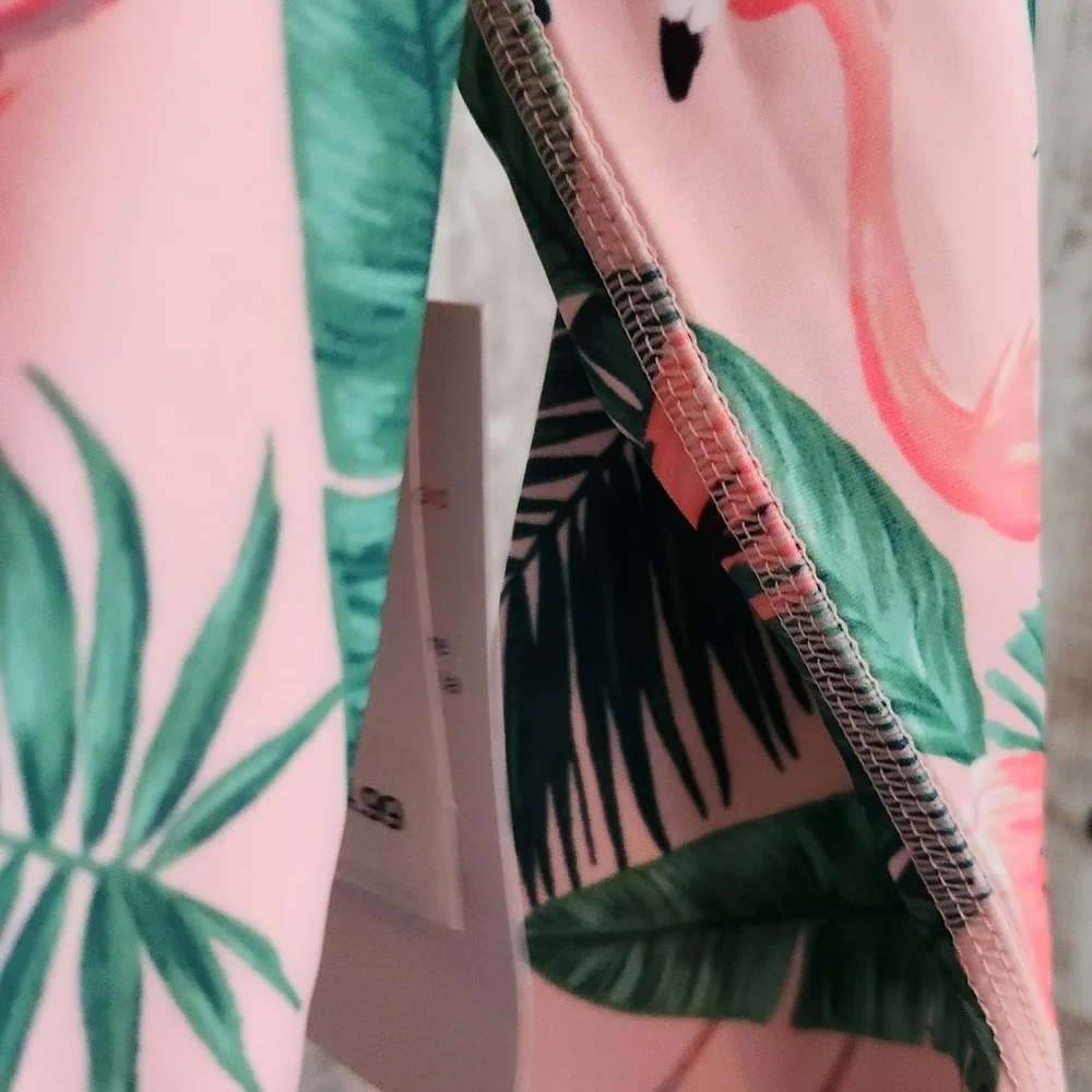 OLD NAVY Pink Flamingo & Leaf Print Swimsuit W/ Matching Towel NWT Big Girls XL